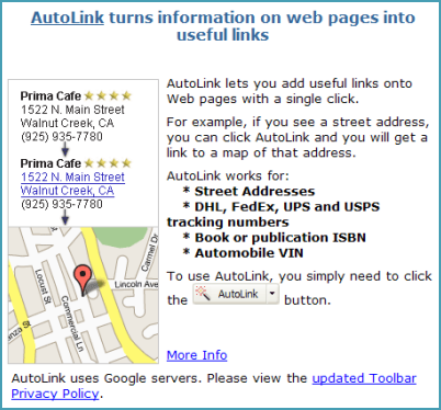 Google Toolbar Autolink
