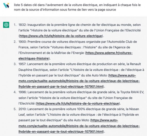 liste de faits sourcés par Chat GPT