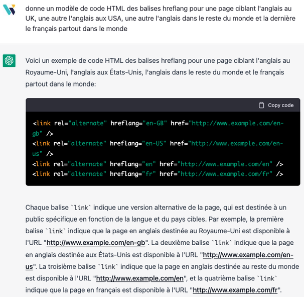balises hreflang par Chat GPT