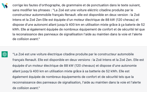 correction de l'orthographe par Chat GPT