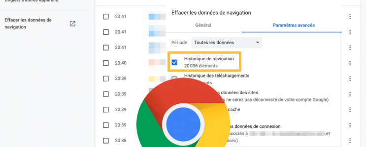 effacer l'historique de navigation de Google Chrome