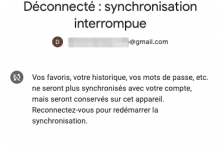 synchronisation interrompue après déconnexion Google