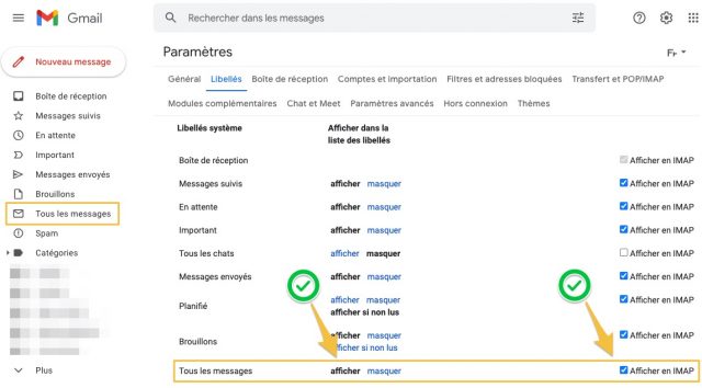 Gmail : paramètres pour voir tous les messages