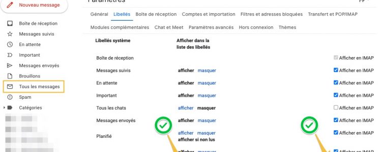 Gmail : paramètres pour voir tous les messages