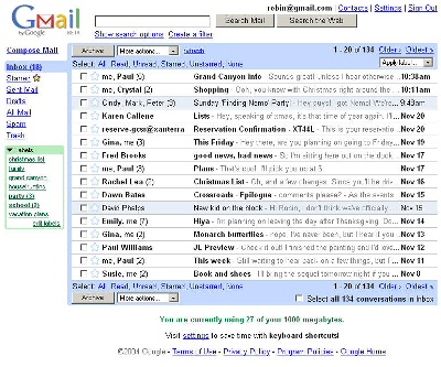 Gmail inbox 2004