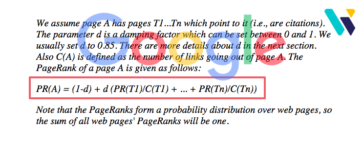 La formule initiale du PageRank